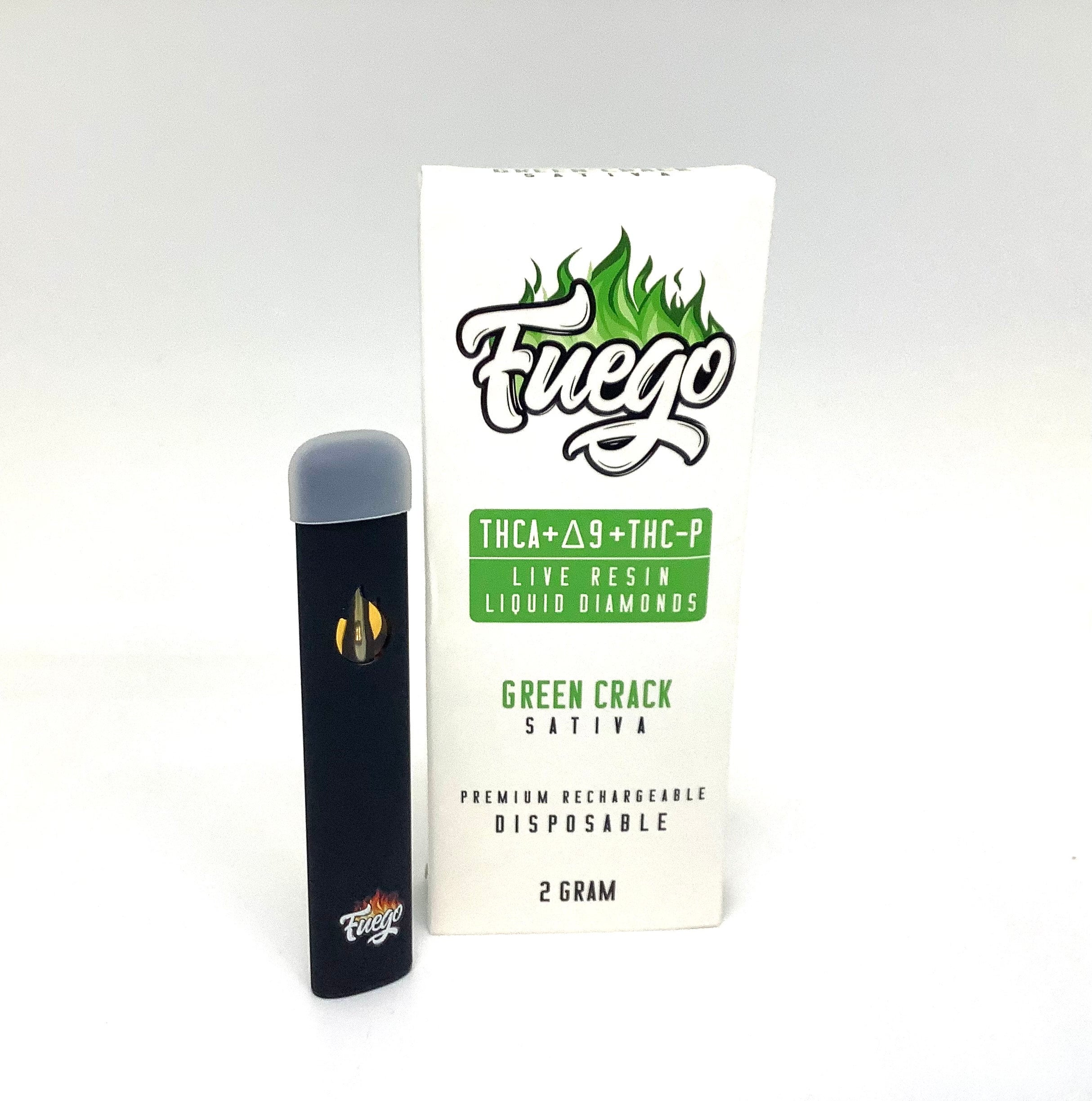 Fuego Thca+D9+Thc-P Live Resin Disposable: GREEN CRACK